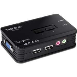 TRENDnet TK-209K 2-Port Desktop KVM Switch, 2048 x 1536 resolution, 2 USB, VGA/SVGA HDB 15-pin (F), 2 speaker jacks